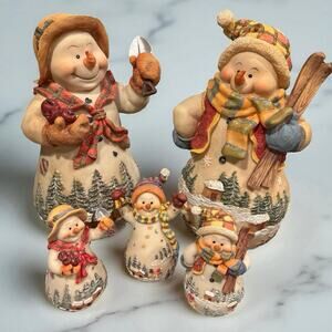 Vintage Snow lady Snowman Christmas Kirkland’s Figurine winter family Holiday